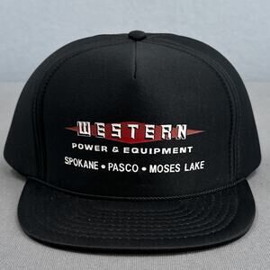 VTG Snapback Trucker Hat Western Power Equipment Nissin Foam Front Rope Blck Red
